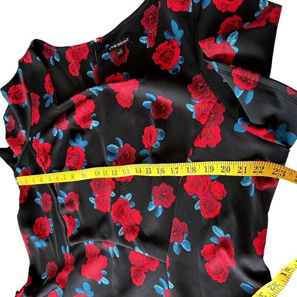 Lane Bryant Fit & Flare Dress Women 20 Retro Pin Up Short sleeves Roses Floral - Picture 6 of 11